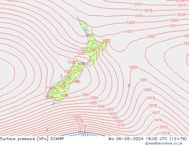 Surface pressure ECMWF Mo 06.05.2024 18 UTC