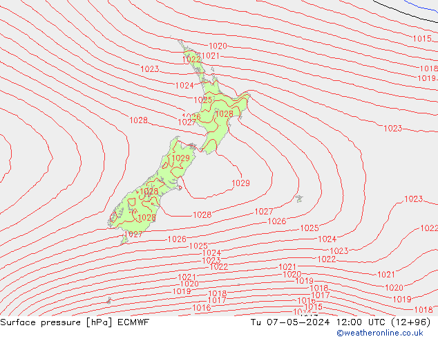 pressão do solo ECMWF Ter 07.05.2024 12 UTC