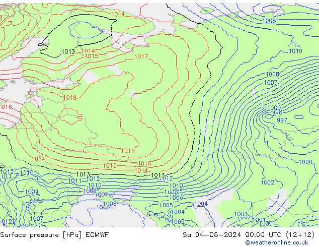 Surface pressure ECMWF Sa 04.05.2024 00 UTC