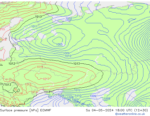 Surface pressure ECMWF Sa 04.05.2024 18 UTC