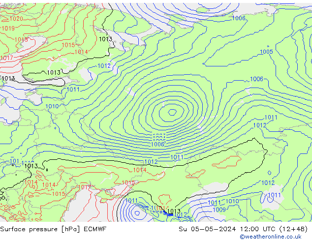 Bodendruck ECMWF So 05.05.2024 12 UTC