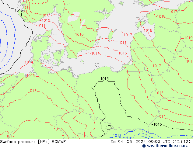 Pressione al suolo ECMWF sab 04.05.2024 00 UTC