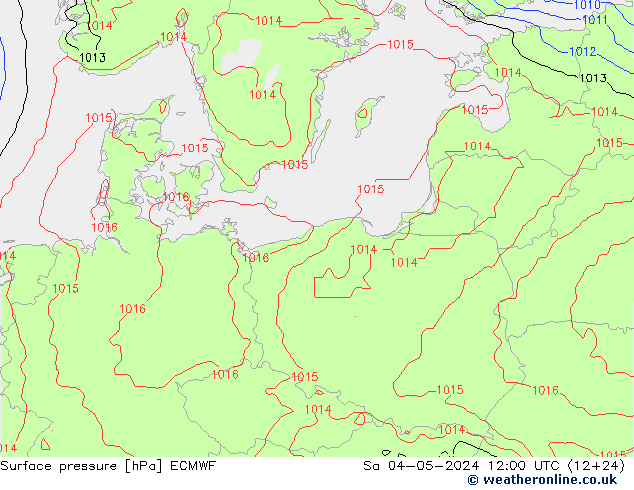 Atmosférický tlak ECMWF So 04.05.2024 12 UTC