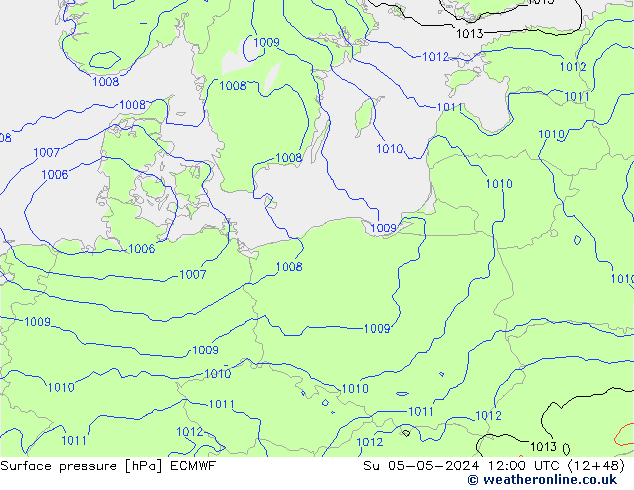 ciśnienie ECMWF nie. 05.05.2024 12 UTC