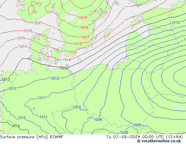 Surface pressure ECMWF Tu 07.05.2024 00 UTC