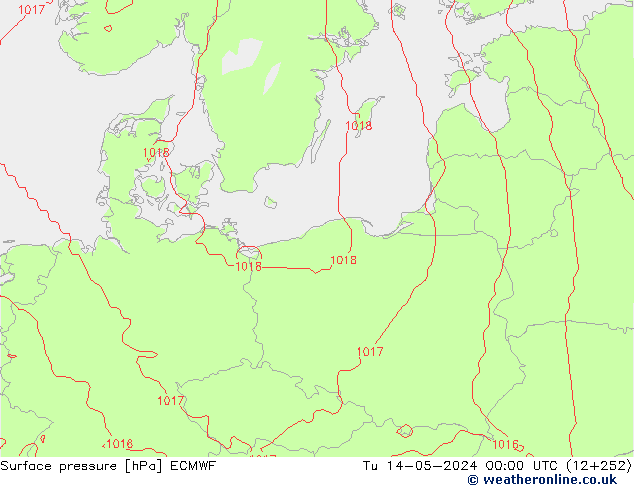 Surface pressure ECMWF Tu 14.05.2024 00 UTC