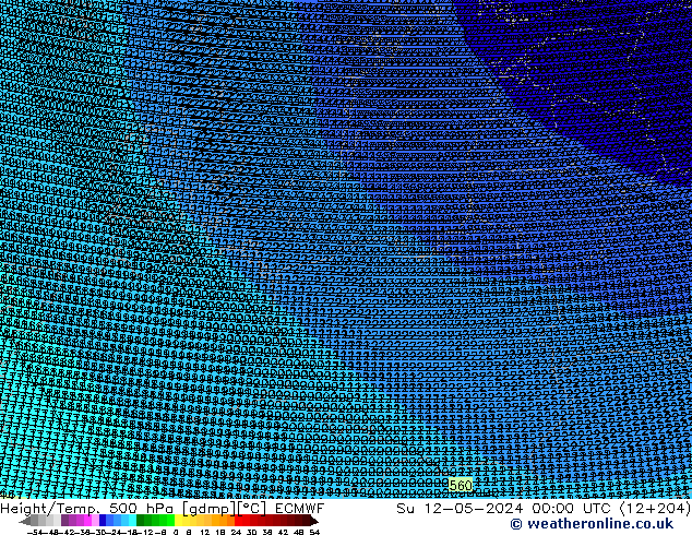 Height/Temp. 500 hPa ECMWF Su 12.05.2024 00 UTC
