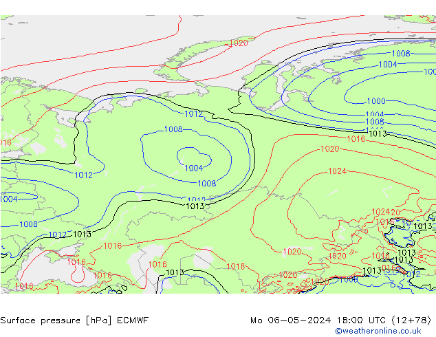 Surface pressure ECMWF Mo 06.05.2024 18 UTC