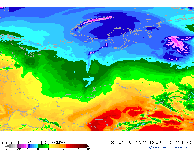 Temperatura (2m) ECMWF sáb 04.05.2024 12 UTC