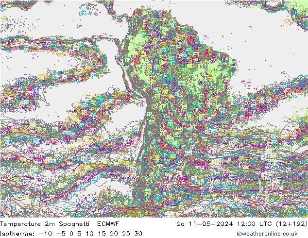 Temperaturkarte Spaghetti ECMWF Sa 11.05.2024 12 UTC