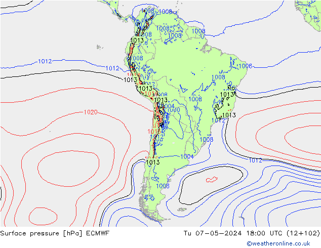 Bodendruck ECMWF Di 07.05.2024 18 UTC