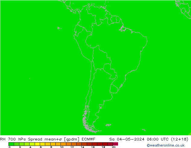 RH 700 hPa Spread ECMWF Sa 04.05.2024 06 UTC
