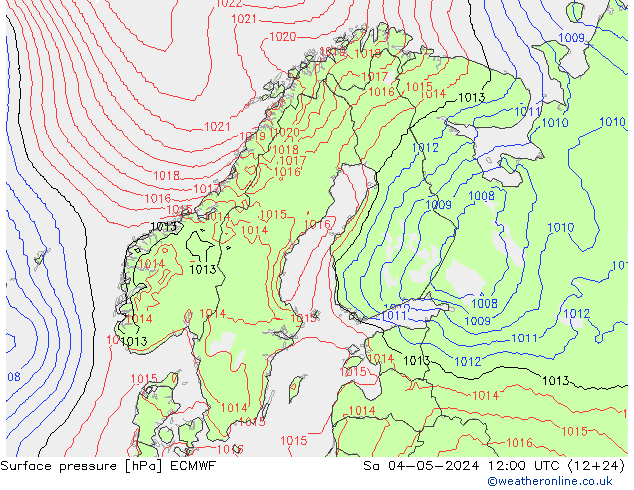 ciśnienie ECMWF so. 04.05.2024 12 UTC