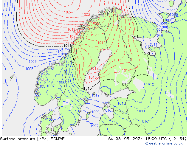 Surface pressure ECMWF Su 05.05.2024 18 UTC