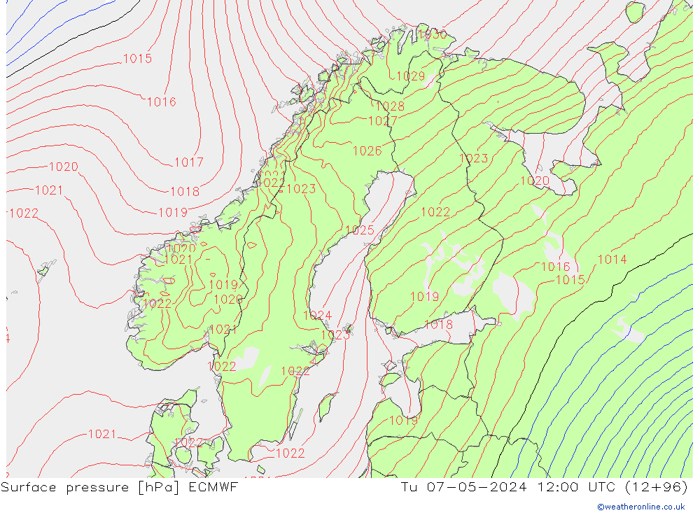 Presión superficial ECMWF mar 07.05.2024 12 UTC