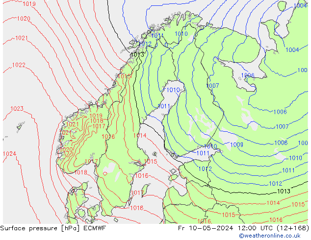 Yer basıncı ECMWF Cu 10.05.2024 12 UTC