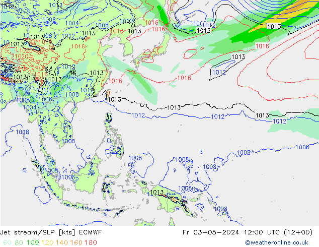 Jet stream ECMWF Sex 03.05.2024 12 UTC