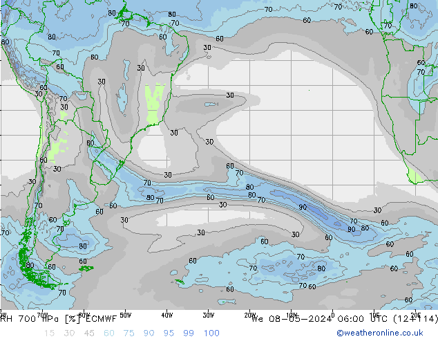 700 hPa Nispi Nem ECMWF Çar 08.05.2024 06 UTC