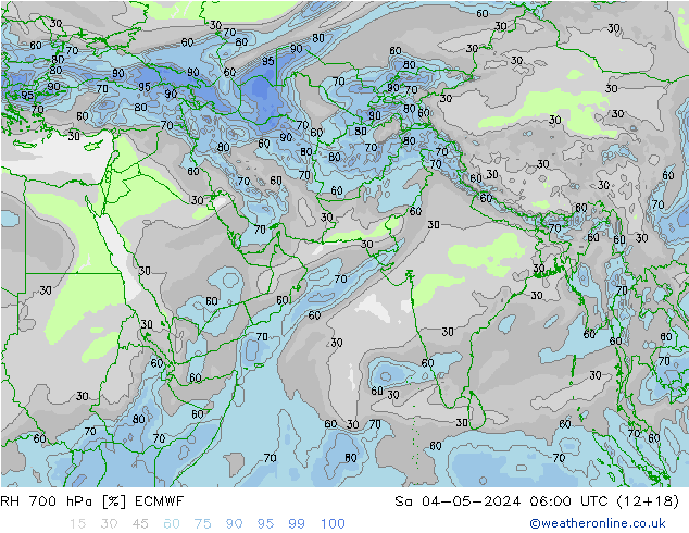 RH 700 гПа ECMWF сб 04.05.2024 06 UTC