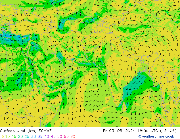风 10 米 ECMWF 星期五 03.05.2024 18 UTC
