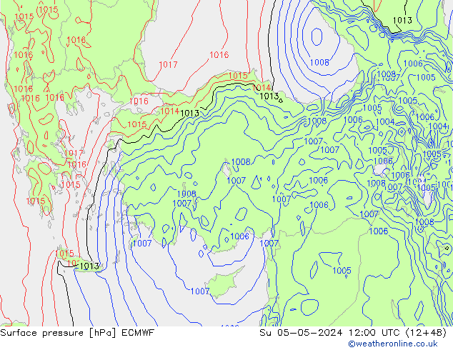 Luchtdruk (Grond) ECMWF zo 05.05.2024 12 UTC