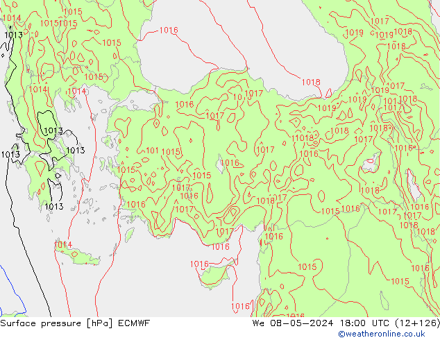 Surface pressure ECMWF We 08.05.2024 18 UTC
