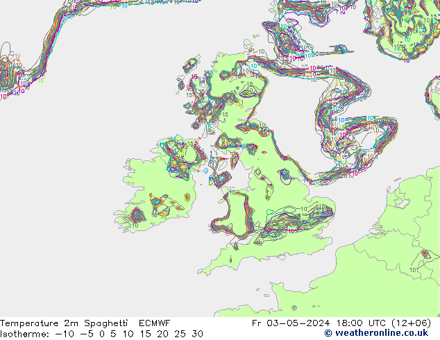 карта температуры Spaghetti ECMWF пт 03.05.2024 18 UTC