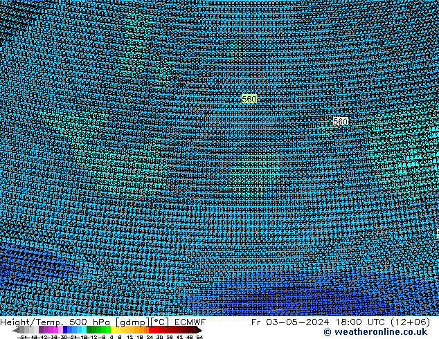 Height/Temp. 500 hPa ECMWF Fr 03.05.2024 18 UTC