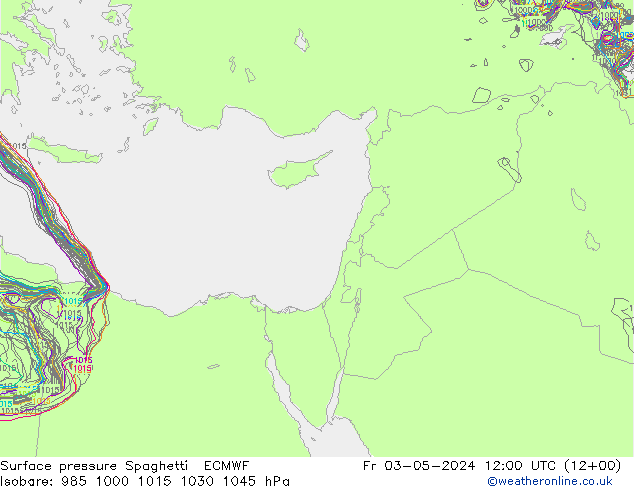 Luchtdruk op zeeniveau Spaghetti ECMWF vr 03.05.2024 12 UTC