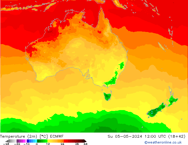 Temperatura (2m) ECMWF Dom 05.05.2024 12 UTC