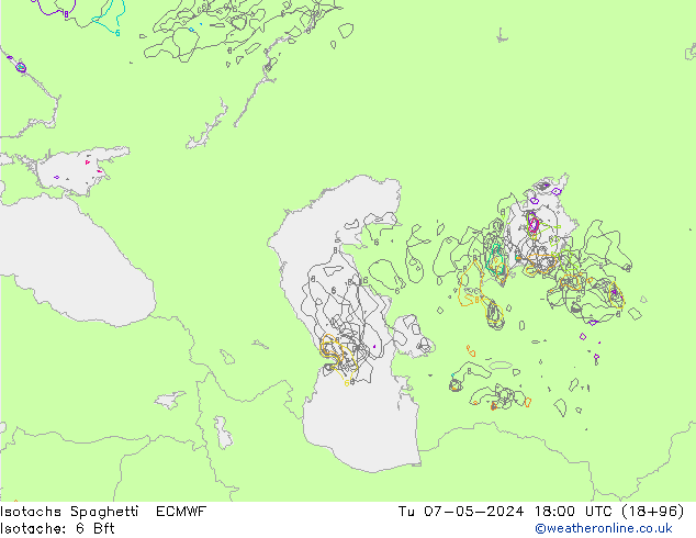 Eşrüzgar Hızları Spaghetti ECMWF Sa 07.05.2024 18 UTC