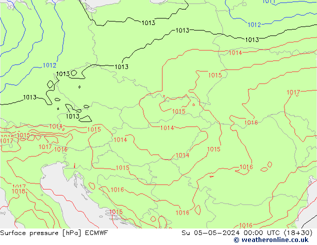 pressão do solo ECMWF Dom 05.05.2024 00 UTC