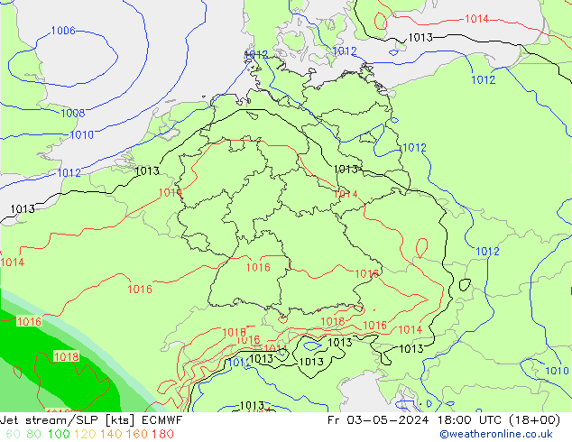 高速氣流/地面气压 ECMWF 星期五 03.05.2024 18 UTC