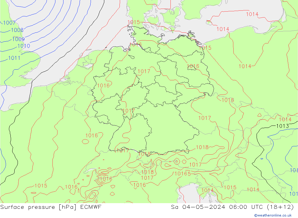 Bodendruck ECMWF Sa 04.05.2024 06 UTC