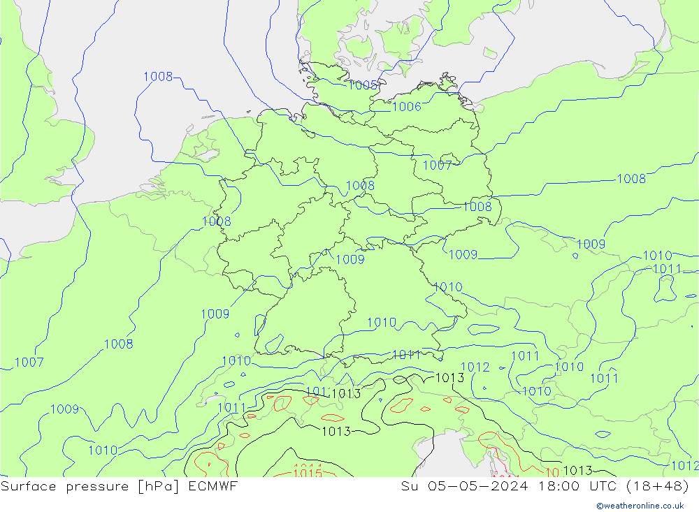 Bodendruck ECMWF So 05.05.2024 18 UTC