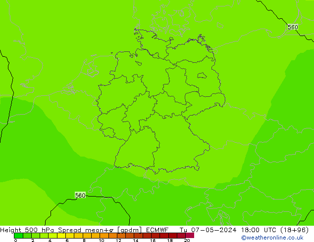 Height 500 hPa Spread ECMWF Út 07.05.2024 18 UTC