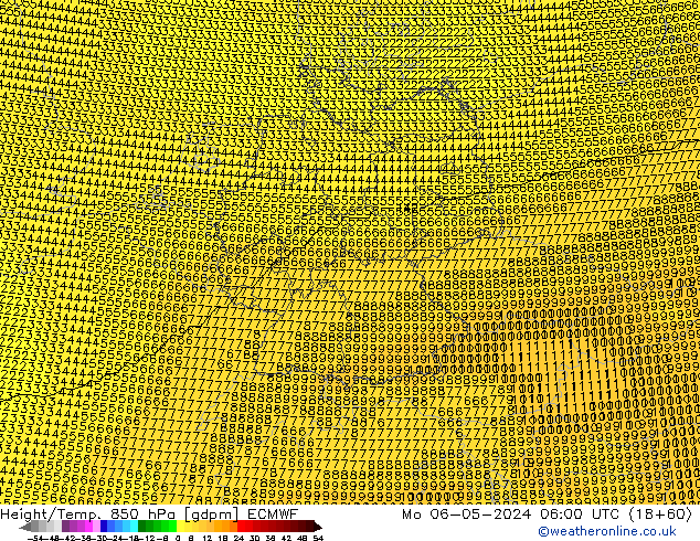 Height/Temp. 850 hPa ECMWF Mo 06.05.2024 06 UTC