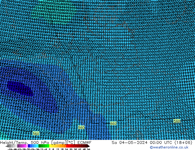 Height/Temp. 500 hPa ECMWF 星期六 04.05.2024 00 UTC