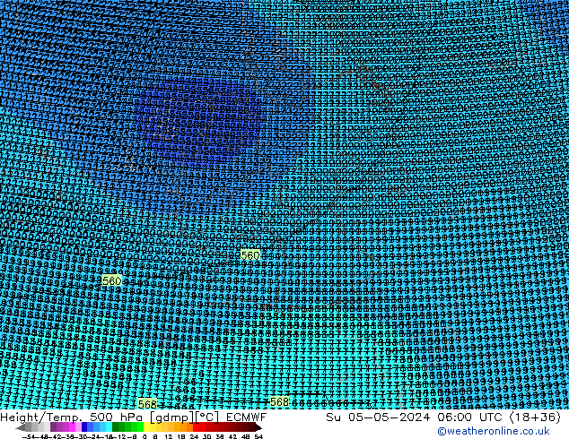 Height/Temp. 500 hPa ECMWF So 05.05.2024 06 UTC