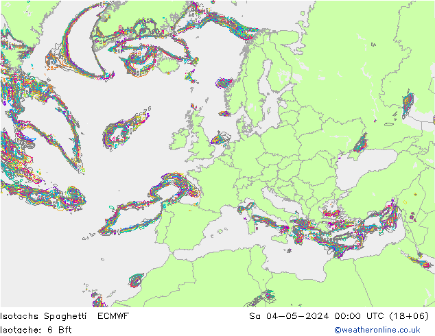 Isotachs Spaghetti ECMWF Sa 04.05.2024 00 UTC
