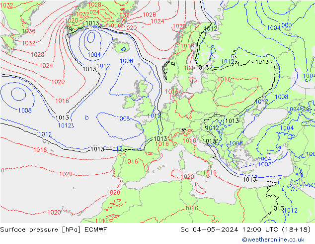 Surface pressure ECMWF Sa 04.05.2024 12 UTC