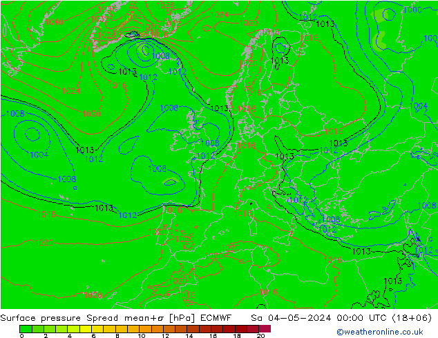 Bodendruck Spread ECMWF Sa 04.05.2024 00 UTC