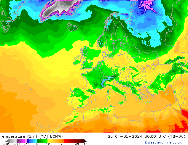 température (2m) ECMWF sam 04.05.2024 00 UTC