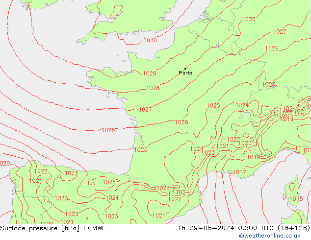 ciśnienie ECMWF czw. 09.05.2024 00 UTC