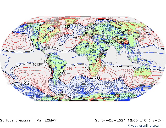 Pressione al suolo ECMWF sab 04.05.2024 18 UTC