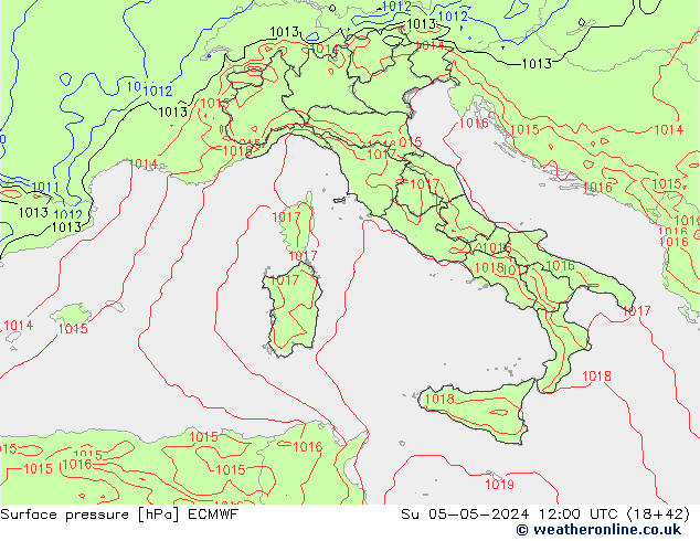 приземное давление ECMWF Вс 05.05.2024 12 UTC