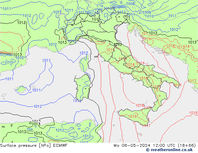 pressão do solo ECMWF Seg 06.05.2024 12 UTC