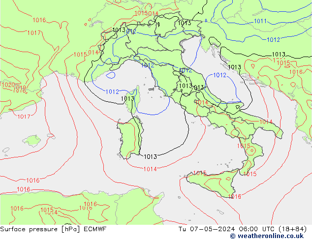приземное давление ECMWF вт 07.05.2024 06 UTC