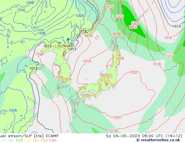 Jet stream/SLP ECMWF Sa 04.05.2024 06 UTC