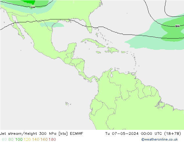 Jet stream ECMWF Ter 07.05.2024 00 UTC